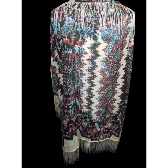 Topshop Southwestern Abstract Rainbow Ombre Fringe Scarf - Picture 1 of 12